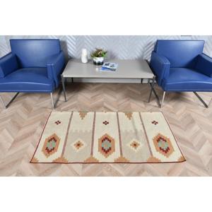 2.6x4.8 ft Rug, Turkish Kilim Rug, Vintage <b>Brown</b> <b>Wool</b> Floral Rug - Product Image 2