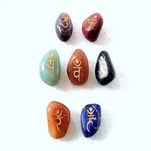 Indian Manufacturer Of Premium and high Quality Spiritual Meditation Chakra Sanskrit Tumble Stone Set from india at best price