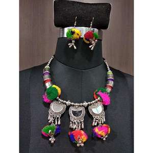 Jeweljunk 1112808 Multi-Thread Rhodium Plated Necklace <b>Set</b> <b>for</b> Navratri Fine Copper Jewelry Zircon Diamond <b>for</b> <b>Weddings</b> Parties - Product Image 1