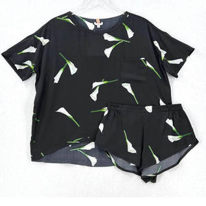 Ensemble de vêtements de détente en satin pour femme-Pyjama de nuit doux et soyeux, vêtements de maison confortables en 2 pièces - Product Image 5