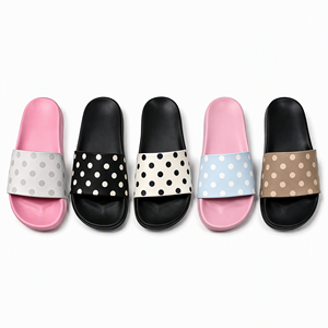 Sandales plates à pois avec strass pour femme, bout ouvert, en cuir PU, confortables, décontractées, pour l'été et la plage - Product Image 1