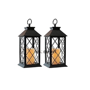 Lot de 2 lanternes de différentes tailles, grande lanterne créative faite à la main de couleur noire enduite de poudre pour Offre Spéciale à des prix abordables - Product Image 1