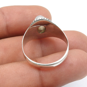 Diseño elegante 100% piedra lunar arcoíris Natural piedra preciosa ovalada Lisa anillos hechos a mano 925 joyería de declaración de plata esterlina OEM a granel - Product Image 3