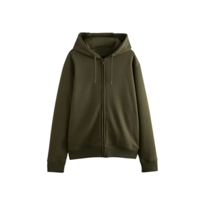 Sudadera con Capucha Verde Oliva Unisex de Algodón y Felpa con Cremallera Completa, Sudadera con Capucha Informal de Invierno para Calle, Venta al por Mayor de Fábrica - Product Image 1