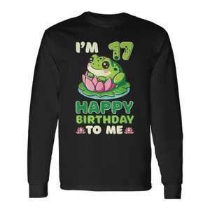 T-shirt à manches longues pour fête d'anniversaire Frog 17 ans, Lily Pad Nature Lover - Product Image 1