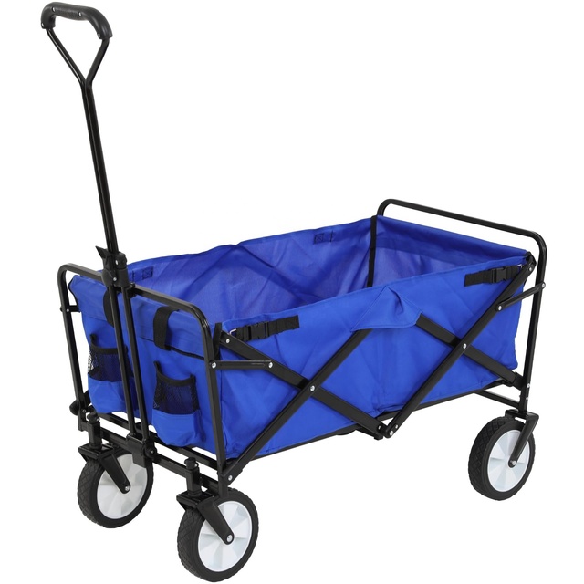 Collapsible Wagon Folding Outdoor Utility Wagon Heavy Duty Beach Cart Outside Camping Large Capacity Grocery Wagons for Garden