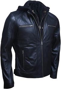 Customized Fall Winter <b>Men's</b> Sheep Skin Leather Stand Collar Motorcycle Jacket Breathable Windproof Plus Size <b>Black</b> Brown - Product Image 3