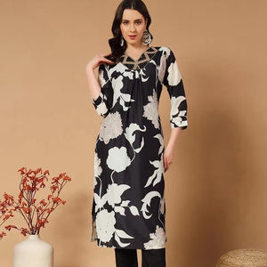 2025 New Premium Designer <b>Indian</b> and <b>Pakistani</b> <b>Clothing</b> New Year's Premium Designer Kurti and Pant Set - Product Image 1