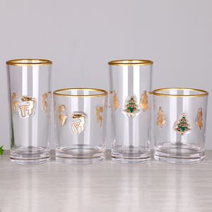 Prêt à Expédier Fruits de Noël Surélevé 3D Émail Applique Motif Or Jante Highball Refroidisseur Double Old Fashioned Rocks Tumbler Verre - Product Image 6