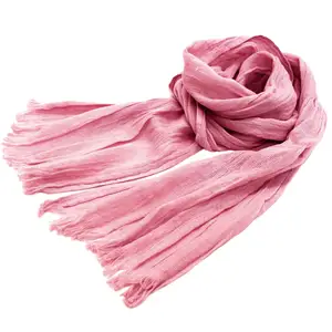 [Wholesale Products] Osaka Japan UV Protect Cotton Scarf 100% Cotton 22cm*178cm Cotton Scarves Breathable Light Low MOQ Rose