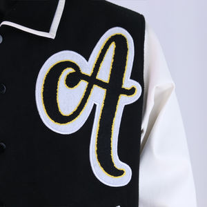 Veste de baseball classique pour homme en laine et polyester, style rétro universitaire, imperméable à l'avant, écologique - Product Image 6