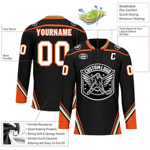 Ropa deportiva Color personalizado Jersey Hockey con número 100% Poliéster Impreso Hockey sobre hielo Jersey Transpirable - Product Image 2