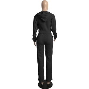Casual Tracksuit Latest Woman's Sport Pullover <b>Sweater</b> Sets Cool Crop Top and Wide Leg Pants Customize Your Logo - Product Image 6