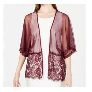 INC International Concepts Sciarpa da donna in nylon e seta con stampa floreale e pizzo, colore vino, taglia unica, per l'autunno - Product Image 2