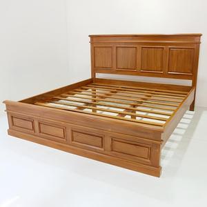 Cadre de lit plateforme traditionnel en chêne massif avec tête et pied de lit pour chambre à coucher de taille Queen, usage domestique - Product Image 2