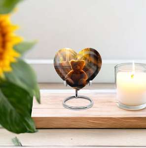 Teddy Bear Heart Urn <b>for</b> Human <b>Ashes</b> Warm Sunlight Design Decorative Modern Keepsake Adult Burial Funeral Urn 1-200 Cubic Inches - Product Image 4