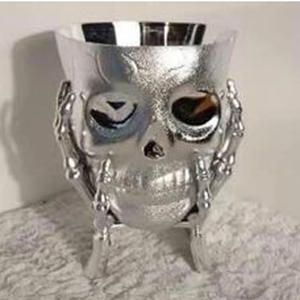 Cuenco de hierro redondo asequible en dos manos de esqueleto de pie Plata Níquel Halloween Truco o trato Regalos de arcilla hechos a mano - Product Image 5