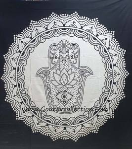Tapiz de Pared de Algodón con Diseño de Hamsa en Blanco y Negro para Decoración del Hogar, Dormitorio, Sala de Estar, Navidad, Estilo Vintage GC-TPDB-180 - Product Image 1