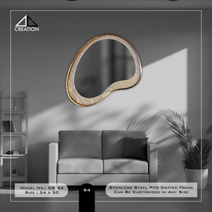 Elegante marco de espejo SS PVD mejorado con laminación de tela premium para un acabado único y lujoso - Product Image 3