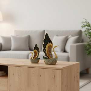 รูปปั้นหงส์เรซิ่นงานฝีมือสไตล์โมเดิร์น ของตกแต่งบ้าน โต๊ะทำงาน ของขวัญวันขอบคุณพระเจ้า - Product Image 1