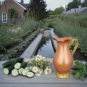 Vaisselle en métal cuivre indien fabriqué à la main Pichet à eau en métal Mugal Pichet à boire pour les avantages ayurvédiques - Product Image 3