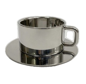 Stainless Steel <b>Coffee</b> Cup Saucer Heat Insulated Set Modern Set of 3 Mini Stainless Steel <b>Coffee</b> Milk Cups with Saucers for SCI - Product Image 2