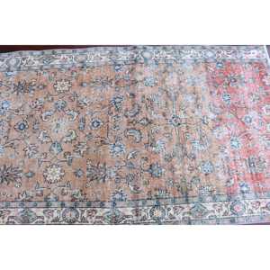 Alfombra Vintage de 3.3x5.4 pies, Alfombra Turca Decorativa, Alfombra de Lana Ikat Azul - Product Image 4