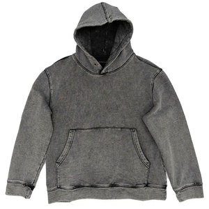 Sweat-shirt à capuche brodé surdimensionné vintage délavé à l'acide et au pierre pour homme, poids lourd, sans cordon - Product Image 1