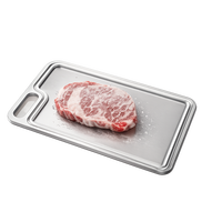 Planche à découper et à décongeler 2-en-1 en acier inoxydable antidérapante avec cœur en aluminium pour viande congelée, idéale pour la cuisine