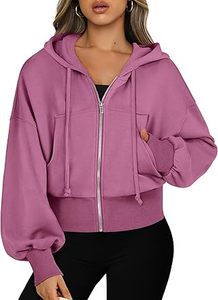 Cropped Long Sleeve <b>Hoodies</b> <b>for</b> Women's Autumn/Winter Jackets-Comfortable Waterproof Raw Printed Sweatshirts with Detachable Hat - Product Image 6