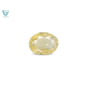Saphir Jaune Naturel Facetté (Pukhraj) - 7,56 Carats Pierre Libre Calibrée Coupe Émeraude Ovale Marquise Couleur Rouge - Product Image 1