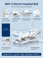 Lit médical électrique 5 fonctions pour soins intensifs, lit de soins infirmiers réglable pour patients, lit médical en ABS pour usage à domicile et en soins intensifs, manuel d'utilisation