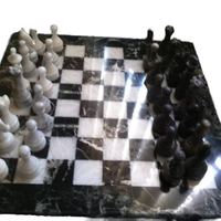 Jeu d'échecs en marbre noir zèbre