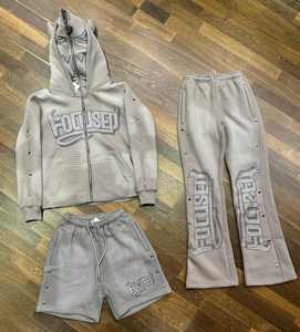 เสื้อฮู้ดแบบมีซิปสำหรับผู้ชายเสื้อฮู้ด500ม่านลายกรดซักแบบกำหนดเองชุดกีฬาแบบมีซิปรูด - Product Image 1