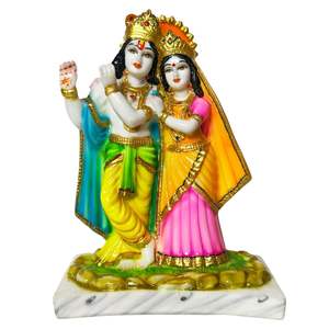 HOME GENIE Radha Krishna Idol | Polyresin Murti para Pooja Room Home Decor & Gift | Estatua espiritual con base de estilo mármol - Product Image 1