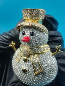 Colgante de Muñeco de Nieve de Dibujos Animados Estilo Hip Hop con Brillantes, Moissanita Redonda con Corte Brillante, Plata de Ley 925, Joyería Fina, Colgantes y Dijes - Product Image 4