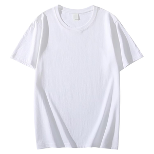 Camiseta de Color sólido 8 colores 2023 nueva manga corta para hombre/mujer libra pesada 220g algodón blanco cuello redondo suelta Top S-4XL - Product Image 2