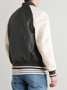 Veste bomber en cuir sur mesure en gros, taille plus, streetwear pour hommes, à capuche, motif lettres, moto et motard, col montant, logo frontal - Product Image 4
