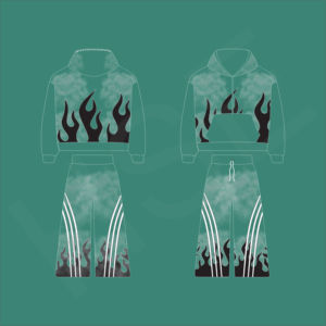 ชุดวอร์มลายพิมพ์ไท-ได แฟชั่นลายเปลวไฟ |   ชุดสองชิ้นโลโก้แบบกำหนดเอง - Product Image 5