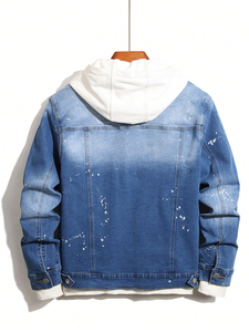 Veste en jean courte décontractée et simple pour hommes Vêtements Hip Hop Y2K avec trous à pompons du fabricant direct - Product Image 2