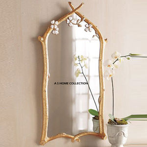 Miroir mural encadrée élégant de style européen en forme de fleur, plaqué or de haute qualité, en métal de qualité supérieure, pour la maison et les hôtels - Product Image 1