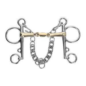 Bocados para Caballos: Bocado Pelham de Acero Inoxidable con Conector de Latón y Silicona Articulado, Accesorio Duradero para Equipo de Equitación HASHIR - Product Image 1