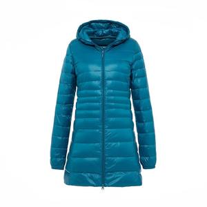 Femmes hiver chaud mi-long mince à capuche fermeture éclair Parkas à manches longues rembourré bouffée veste couleur unie fait peau de mouton coton - Product Image 2