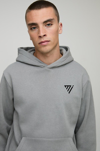 Sweat à capuche épais Heather Grey pour homme, 420 GSM, coupe oversize, style streetwear, 100 % coton mélangé, avec impression de logo personnalisée, vente en gros - Product Image 3