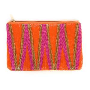 Pochette à monnaie en broderie perlée avec motifs de perles de rocaille florales et logo personnalisé Porte-monnaie brodé en perles de rocaille Design de luxe - Product Image 1