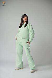 Nouveau pantalon de survêtement d'hiver pour femmes avec logo personnalisé ensemble deux pièces survêtement de maternité à col rond et survêtement - Product Image 4