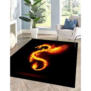 Alfombra negra con silueta de dragón: decoración antideslizante para el hogar, alfombra impresa, alfombra fina no tejida - Product Image 2
