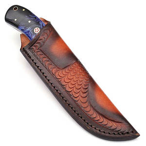 Couteau à lame fixe Skinner personnalisé fait à la main lame en acier damas couteaux de chasse Skinner avec étui en cuir - Product Image 6