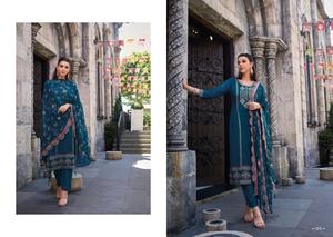 Traje de trabajo semisentado de georgette suave con bordado, nuevo diseño elegante de salwar kameez para mujer, exportación Dhwaja, India y Pakistán - Product Image 2