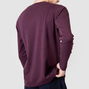 T-shirt pour homme en coton 100% en gros, poids lourd 280GSM, manches longues, col rond, tissu jersey uni, t-shirt vierge - Product Image 4